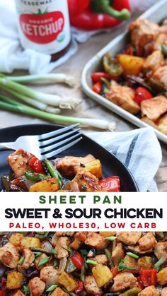 sheet pan sweet and sour chicken with vegetables