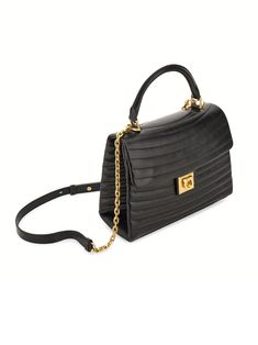 Black Quilted handbag (M), calf leather, quilted finish, Gancini plaque, front flap closure, single rolled top handle, detachable leather and chain-link shoulder strap internal zip-fastening pocket, internal logo stamp, leather lining, metal feet, gold-tone hardware, height 20. 0 CM, length 26. 0 CM, width 10. 5 CM, Shoulder strap lenght: 55 cmComposition: Calf Leather, 100% Ysl Sandals, Quilted Handbag, Quilted Handbags, Golden Goose Shoes, Italian Outfits, Ferragamo Shoes, Black Quilt, Sneaker Wedge, Logo Stamp