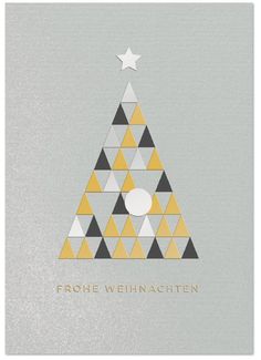 Silbergraue Weihnachtskarte mit Metallic-Effekt und edler Folienprägung in gold, silber und schwarz, inkl. Einlegeblatt. Modern Christmas Card, Digital Christmas Cards, Modern Christmas Cards, Ideas For Design, Xmas Cards, Jingle Bells, Tis The Season, Geometric Design, Happy Holidays