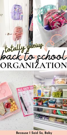 the back to school organization is organized in pink and blue