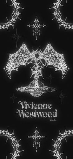 a black and white photo with the words vignene westwood written on it