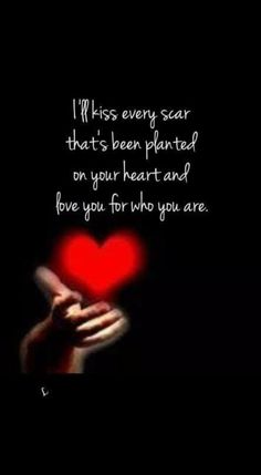 someone holding a heart in their hands with the words i miss every scar that's been planted on your heart and love you for who you are