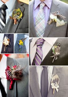 a collage of different types of boutions and ties