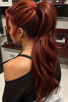 Fun Brown Hair Color Ideas, Teen Hair Color Trends, Chocolate Red Hair Color, Dark Copper Red Hair Color, Black And Copper Hair, Red Copper Balayage, Spring Red Hair Color, Chocolate Copper Hair, Fun Braids