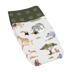 a baby swaddle with animals on it