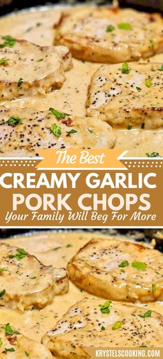 the best creamy garlic pork chops you'll want to eat for more than 30 minutes