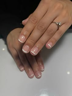 French Tip Regular Nails, Small Round French Tip Nails, French Polish Nails Natural, French Tip Nail Polish, French Tip With Natural Nails, White French Tip Nails On Natural Nails, French Tip On Real Nails, French Tip Very Short Nails, Natural French Tip Nails Short