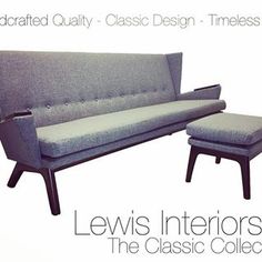 an image of a couch and ottoman with the words lewis interiors on it's side