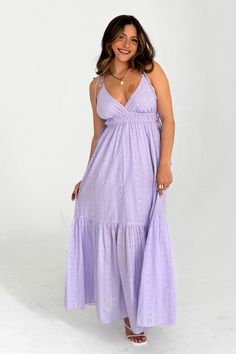 Ravello Dress in Purple Light Purple Sundress, Purple Dress Senior Pictures, Simple Purple Dress, Lavender Sundress, Purple Dress Casual, Senior Outfit Ideas, Purple Sundress, Purple Summer Dress, Purple Beach