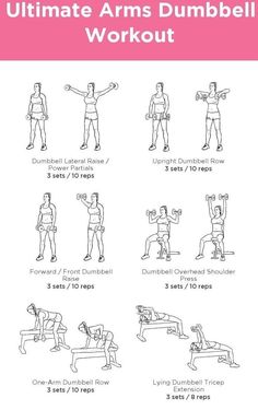 the ultimate arm dumbbell workout for women and men with instructions on how to do it