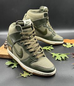 Nike Wmns Dunk Sky Hi Khaki Gum Size: 9.5 Style Code: 644877-301 Colorway: Khaki/Sail/Gum Med Brown Preowned - GREAT condition - See photos for more details eBay's Authenticity Guarantee  Ask Questions - Send Offers Reasonable Offers Accepted Ships within 24 Hours Thanks for stopping by - @FootDecors Nike Dunk, Nike Dunks, Gum, Athletic Shoes, Shoe Accessories, Women Accessories, Nike, Women Shoes, Ships