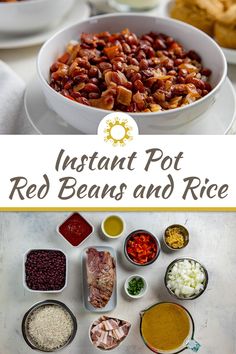 instant pot red beans and rice recipe with text overlay that reads instant pot red beans and rice