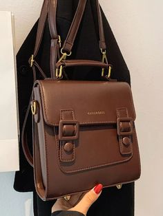 Chic Backpack, My Style Bags, Flap Backpack, Back Bag, Color Coffee, Girly Accessories, Fancy Bags, Coffee Brown