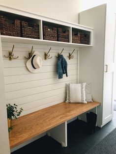 When we were in the process of building our house, I made sure there was an area for a mudroom. Although going through this process with 3 small children was beyond challenging, I was able to set u… Entrance Mudroom, Dream Barndominium, Small Mudroom Ideas, Vstupná Hala, Mudroom Storage, Mudroom Remodel, Armoire Entree, Mudroom Closet, Mudroom Makeover