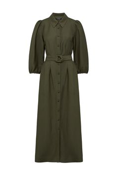 The Manly Midi Dress, made from a linen-viscose satin back fabric, features a classic fit with a shirt collar and front button fastening using self-covered buttons. Blouson sleeves and a matching D-ring belt enhance its elegant silhouette, while side pockets add a practical touch. Model is 176cm tall and wears a size 10. Key Features: Classic fit Shirt collar Front button fastening Self covered buttons Blouson sleeve with elastic cuff Side pockets Back waist elastic Matching D ring belt Linen vi Short Puffer Jacket, D Ring Belt, Ring Belt, Blouson Sleeve, Luxury Linen, Dress With Cardigan, Knit Jacket, D Ring, Blazer Coat