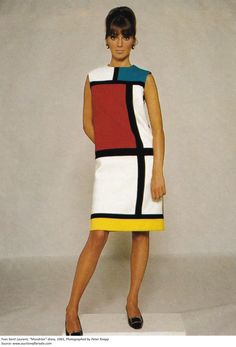 Mondrian Dress, Haute Fashion, Minimalism Style, Trending Fashion Outfits, Mod Fashion, 1960s Fashion, 60s Fashion, Mode Vintage