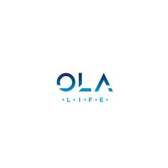 the logo for ola life is shown in blue and black letters on a white background