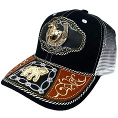 PRICES MAY VARY. MADE IN MEXICO - This cap is designed and made in Mexico precisely in the state of Michoacan, its beautiful design allows us to highlight the Mexican charro culture and feel proud of it. HIGH QUALITY CHARRO CAP - Manufactured with high quality materials and processes, we are sure you will love it because you are investing in a quality cap. STANDARD SIZE - Standard size with adjustment at the back for a perfect fit for everyone. METAL AND LEATHER DETAILS - It has metal and leathe Adjustable Snapback Trucker Hat For Rodeo, Snapback Trucker Hat For Rodeo, Black Trucker Baseball Cap For Rodeo, Trucker Snapback Baseball Cap For Rodeo, Rodeo Snapback Trucker Hat, Front Highlights, Cap Men, Have Metal, Beautiful Horses