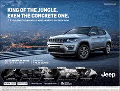 an advertisement for jeep shows the new jeep compass, which is available in multiple colors