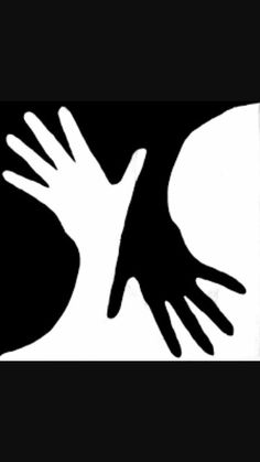 two hands reaching out to each other in front of a black and white background with the word