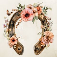 an image of a floral horseshoe with flowers on it