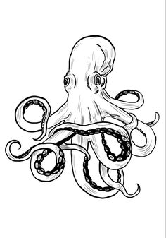 an octopus is swimming in the ocean coloring pages for adults and children to print out