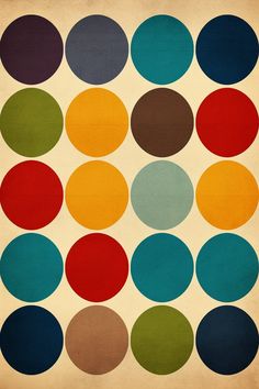 a multicolored rug with circles on it