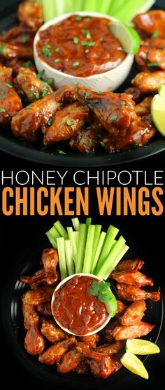 honey chipotle chicken wings with dipping sauce