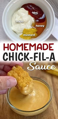 homemade chick - fila sauce in a bowl with a hand dipping it into the dip