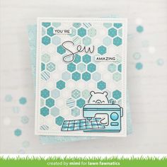 a handmade card with an image of a sewing machine and the words you're sew amazing