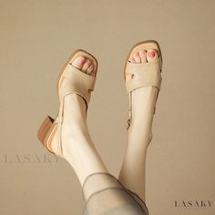 Lasaky - Minimalist Open-toe Sandals with Chunky High Heels Footwear Photoshoot, Flat Footwear, Kids Loafers, Monk Strap Shoes, Suit Shoes, Loafer Slippers, Chunky High Heels, Shoes Summer, Open Toe Shoes