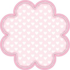 a pink and white frame with hearts on it