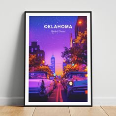 an image of a city street at night with the words oklahoma on it