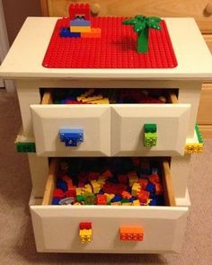 the lego storage table made from an old night stand is now on sale at toys r us