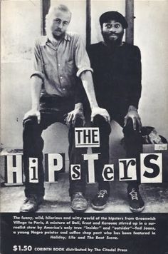 two men sitting on top of a sign that says the hipsters