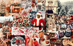 a collage of christmas images with santa clause