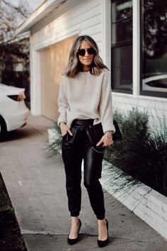 How To Style Leather Pants, Style Leather Pants, Latest Wedding Gowns, Winter Work, Alpaca Sweater