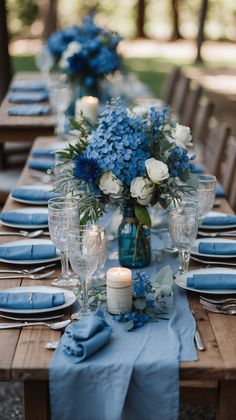 Beautiful Blue Wedding Ideas for Your Big Day Ocean Blue Wedding Decor, Indian Wedding Blue Decor, Blue And White Wedding Theme Receptions, Navy Blue Sky Blue Wedding, Rustic Blue And White Wedding, Blue Cottagecore Wedding, Jewel Tone Blue Wedding, White And Blue Theme Wedding