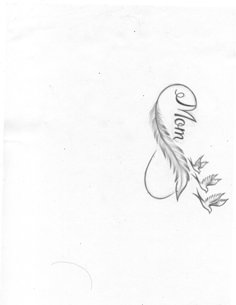 a drawing of a feather with the word dream written on it