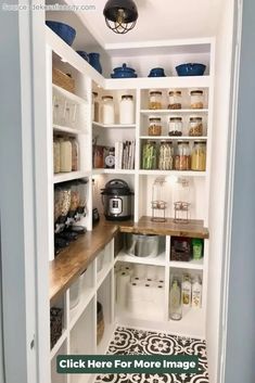 the pantry is clean and ready to be used as a storage area for many items