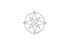 a black and white drawing of a star in the middle of a circle on a white background