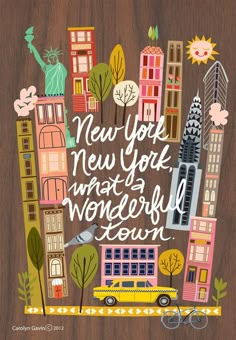 a spiral notebook with the words new york, new york and another city on it