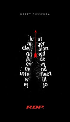 a movie poster with the words rdp in red and white on it's black background