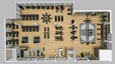 an overhead view of a gym with equipment