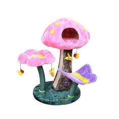 Mushroom Cat Tree Mushroom Cat Tree, Trim Cat Nails, Cat Tree Designs, Cat Climbing Frame, Bee Toys, Pink Mushroom, Play Station, Cat Trees, Cat Hammock