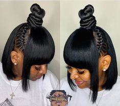 Black Haircut Ideas, Hairstyles For Bob, Cute Haircut Ideas, Cute Short Black Hairstyles, Cute Short, Short Black Haircuts, Black Haircut, Weave Ponytail Hairstyles, Black Ponytail Hairstyles