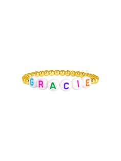 Everyday Stretches, Pyrite Bracelet, Name Bracelets, Fun Sayings, Valentines Gift Guide, Favorite Sayings, Letter Bracelet, Color Beads, Childrens Jewelry