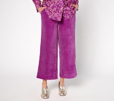 Slip into the practical luxury of these wide-leg pull-on pants. With a flat-front waistband, functional pockets, and elegant pleats, they add both style and comfort to your wardrobe. From by Stacy London. Stacy London, Pull On Pants, Wide Leg, London, Wardrobe, Pants, Trousers