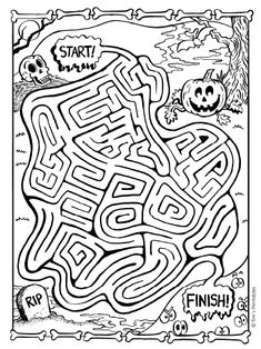 halloween maze Spooky Printables, Halloween Activity Sheets, Halloween Maze, Halloween Decorations To Make, Halloween Party Activities, Halloween Themed Activities, Halloween Puzzles, Hanging Craft Ideas, Halloween Worksheets