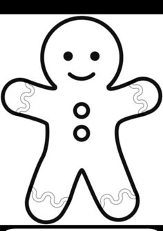 a black and white outline drawing of a ginger with eyes, hands and legs in the shape of a man